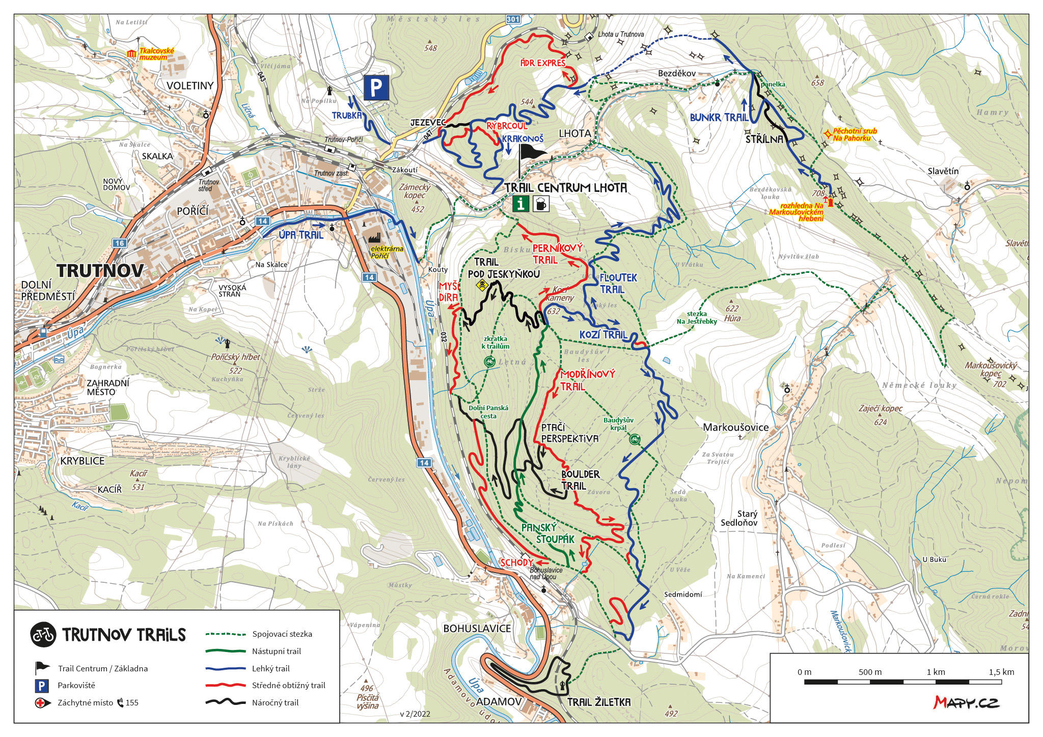 Mapa Trutnov trails